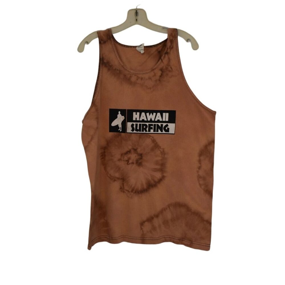 Men's Allstyle Custom Bleach Dye Hawaii Surfing Graphic Tank Top Size L